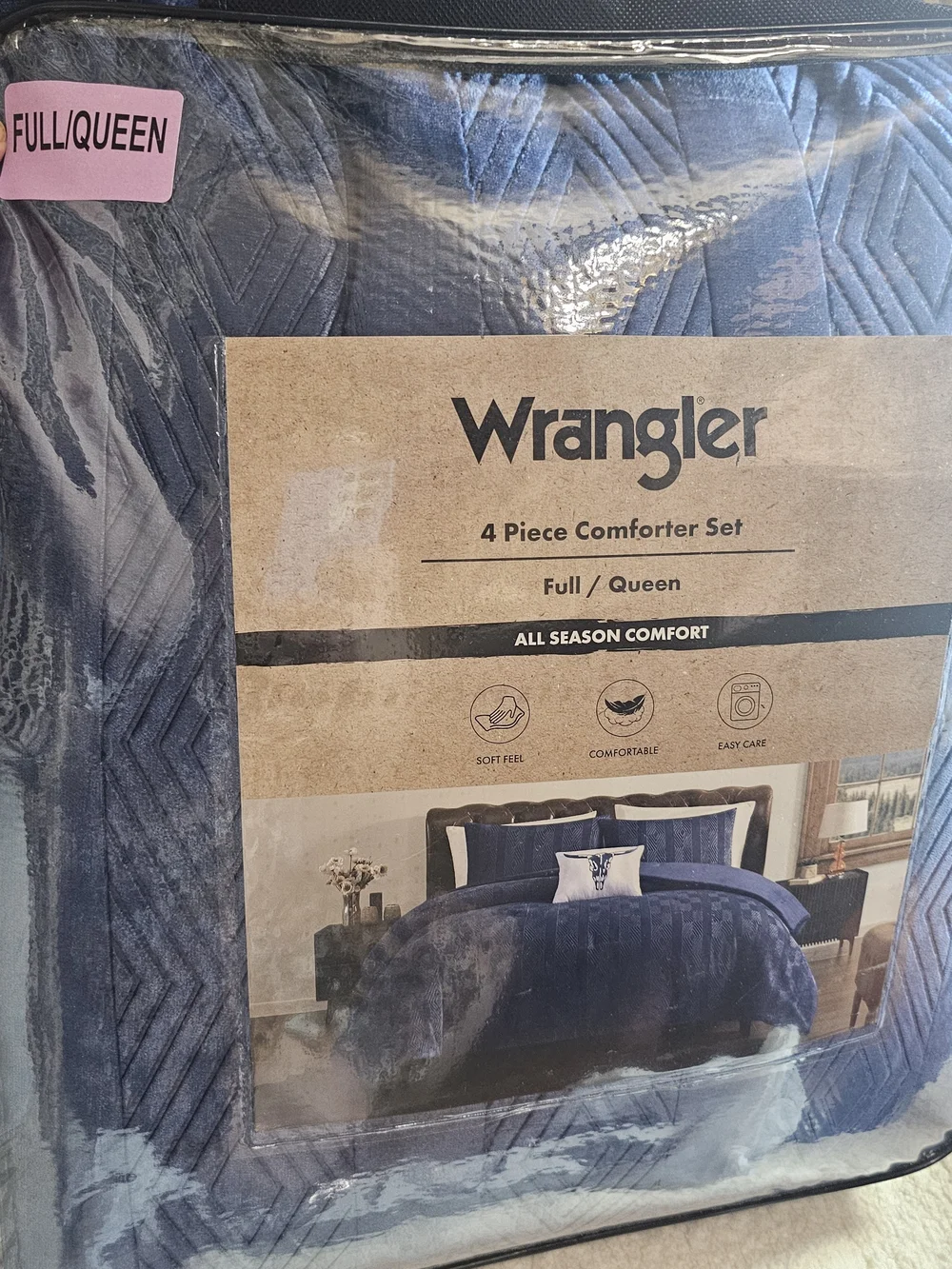Wrangler Navy Blue 4-Piece Comforter Set - Full/Queen